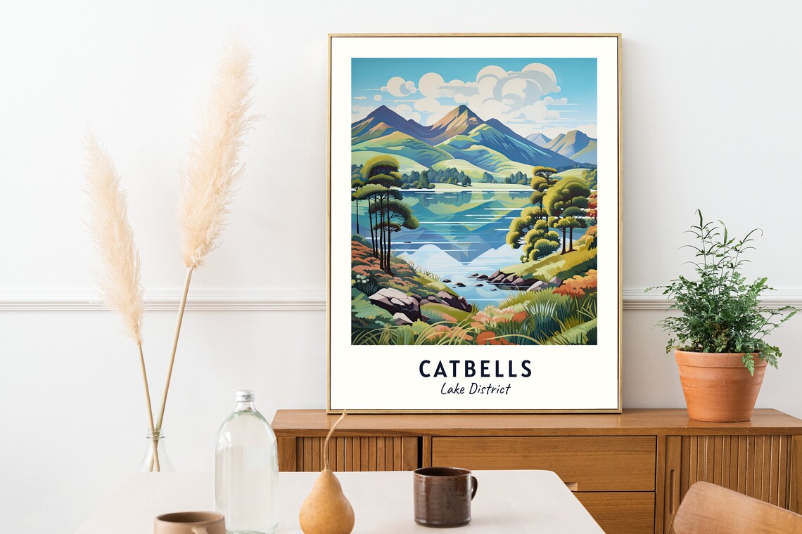 Catbells Lake District Travel Poster, Place Print - Image 2