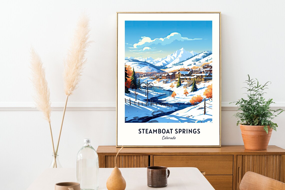 Steamboat Springs Colorado River and Autumn Pines Winter Poster - Image 2