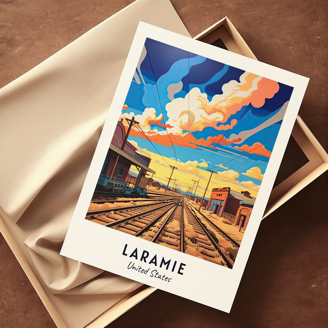 Laramie United States Historic Railway Town Under Sunset Sky Poster - Image 3