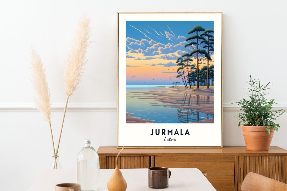 Jurmala Latvia Pine Lined Baltic Beach Golden Sunset Glow Poster - Image 2