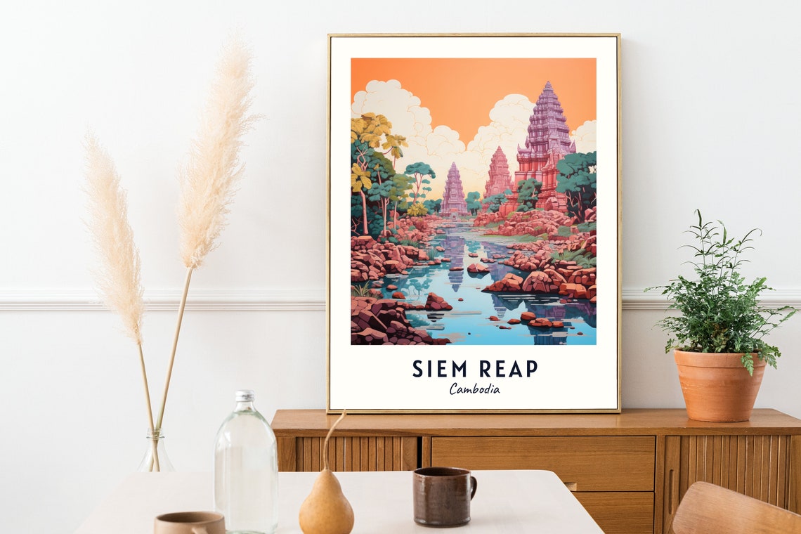 Siem Reap Cambodia Travel Print Wall Art Siem Reap Cambodia City Print Siem Reap Cambodia Travel Gift Siem Reap Cambodia Poster - Image 2