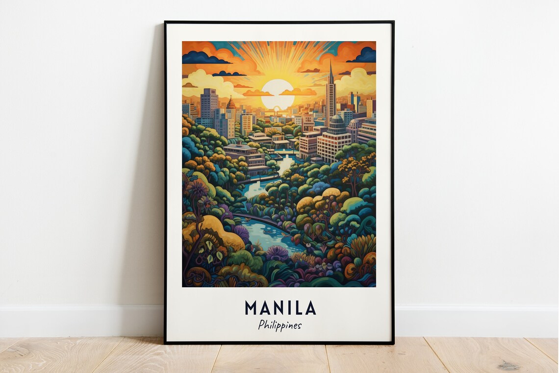 Rizal Park Travel Poster, Manila Philippines City