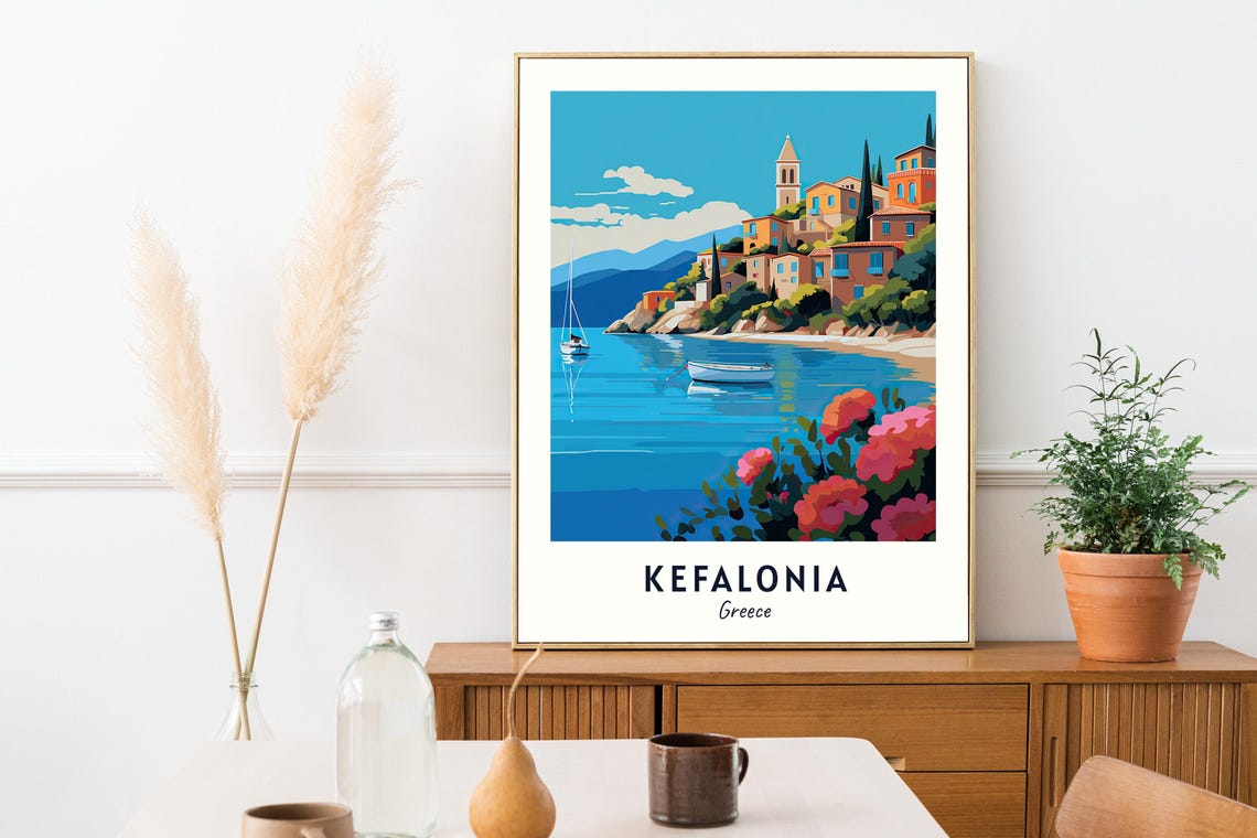 Kefalonia Travel Print Wall Art Kefalonia Greece City Print Kefalonia Travel Gift Kefalonia City Poster Travel Gift - Image 2