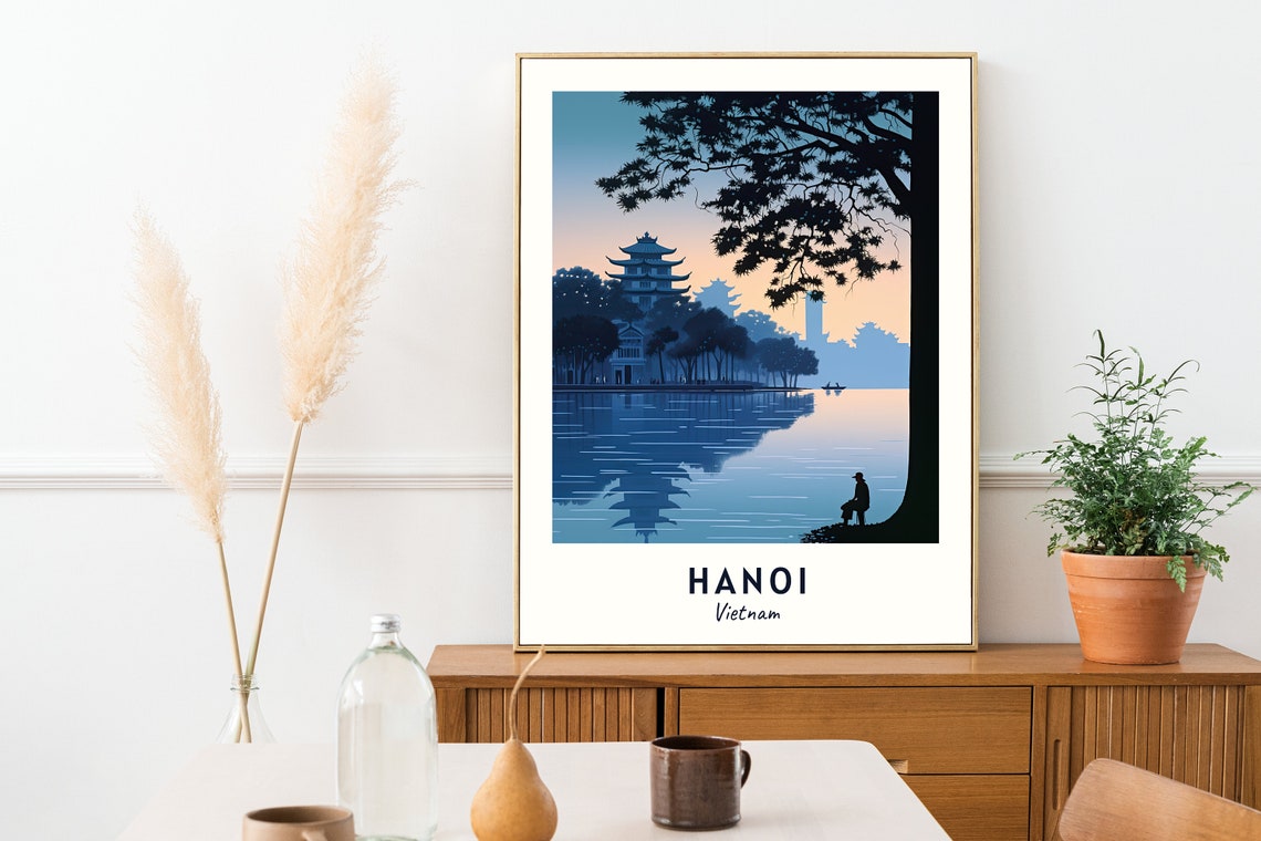 Hoan Kiem Lake Travel Print Wall Art Hanoi Vietnam City Print Hoan Kiem Lake Travel Gift Hoan Kiem Lake Poster - Image 2
