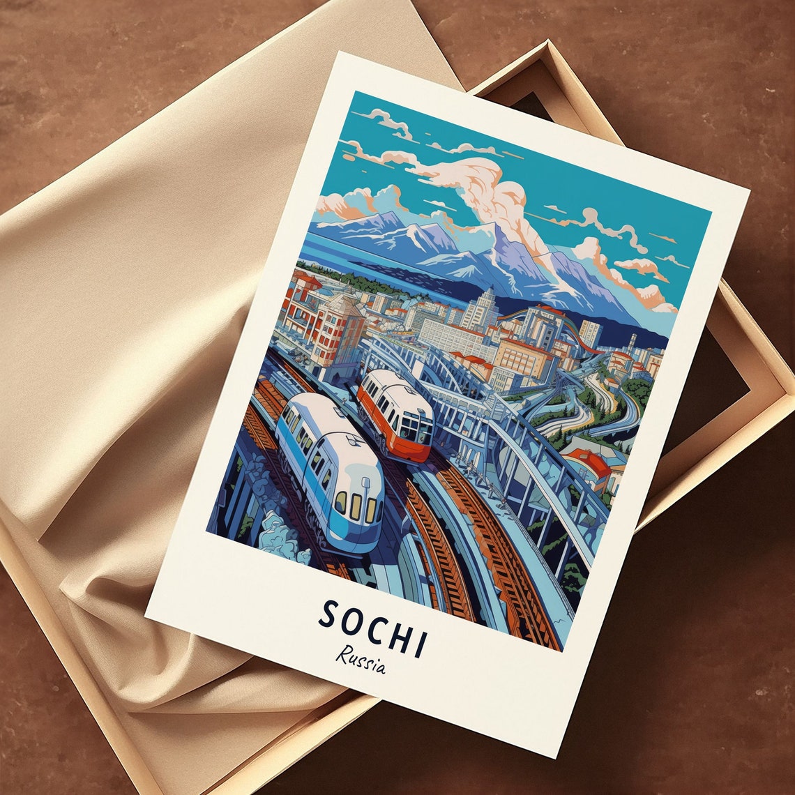Sochi Russia Metro Trains Mountain City Travel Poster Artwork - Image 3