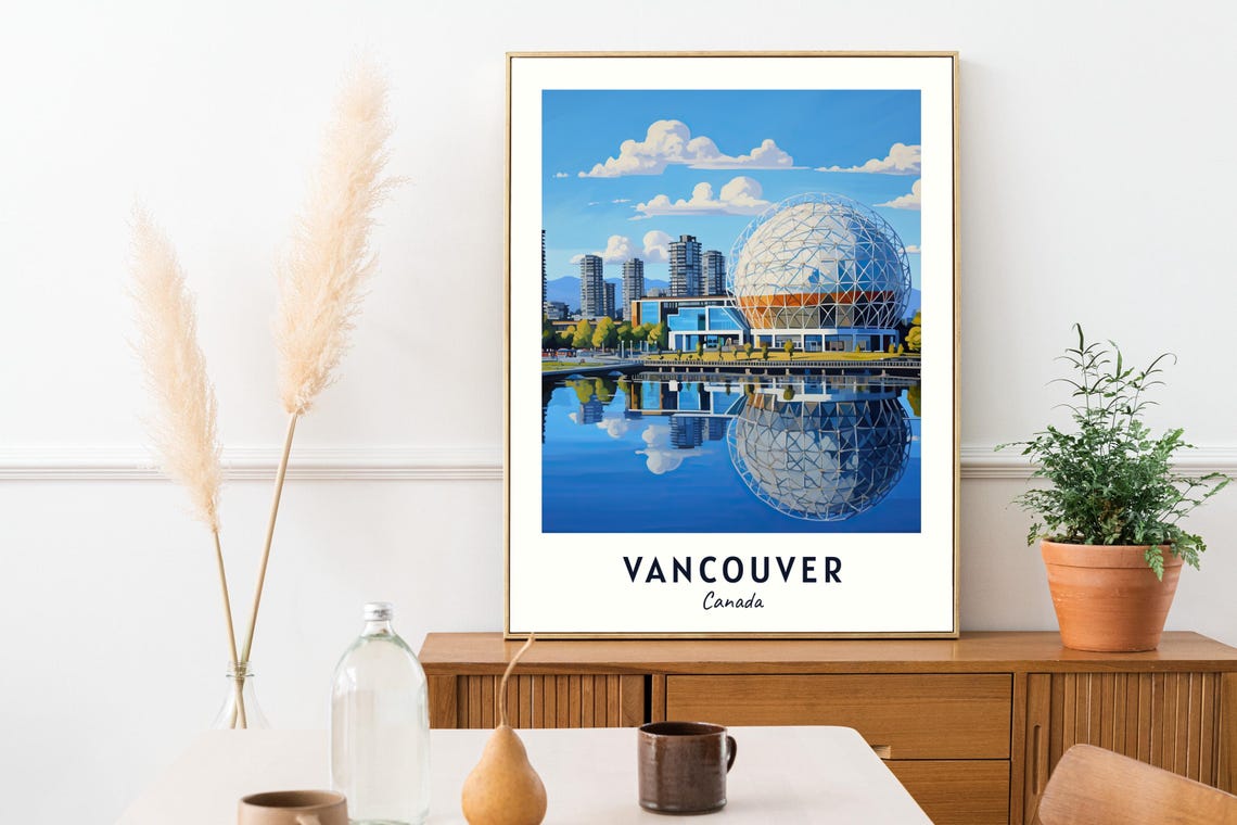 Vancouver Canada Science World Dome Waterfront Travel Poster - Image 2