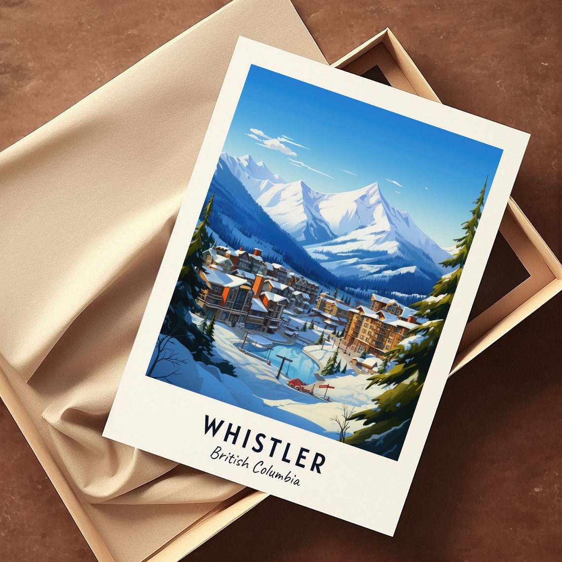 Whistler British Columbia Village Pond and Chairlift View Poster - Image 3