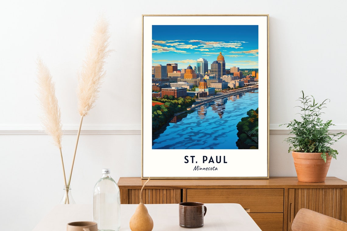 St Paul Minnesota Mississippi River Skyline Capitol Dome Poster - Image 2