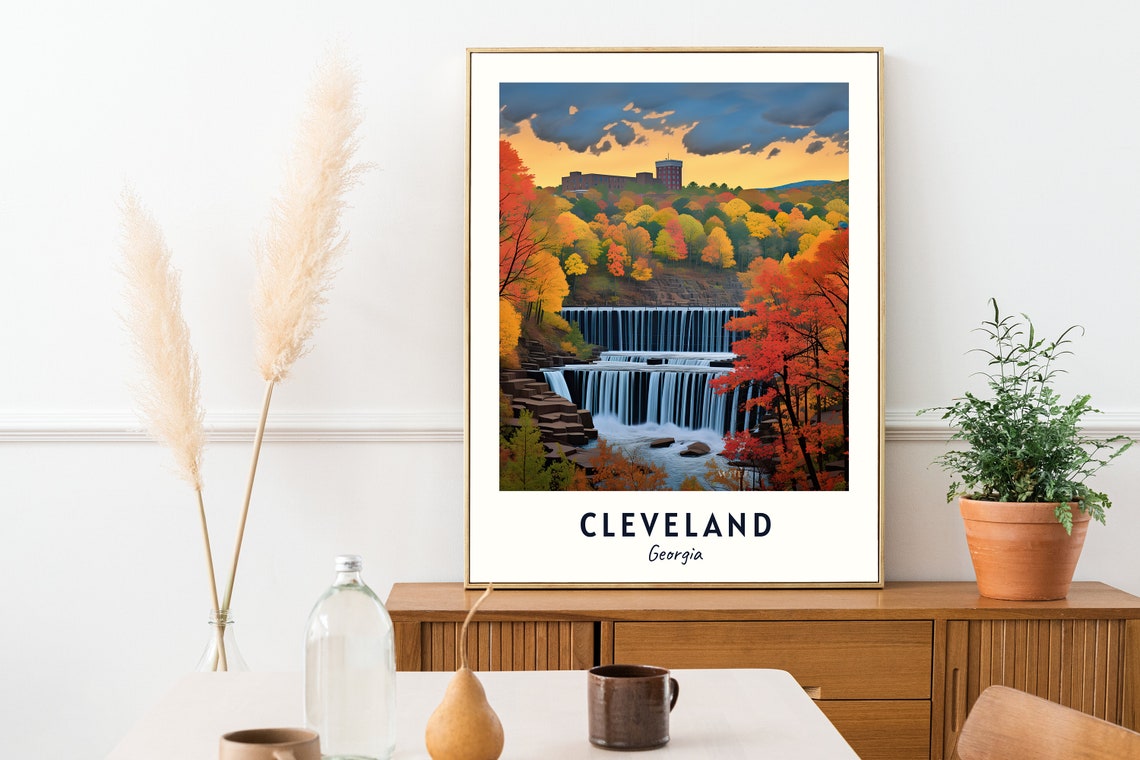 Cleveland Georgia Waterfall Autumn Foliage Fall Colors Travel Poster - Image 2