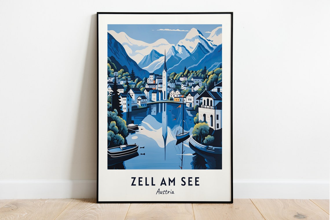 Lake Zell Travel Print Wall Art Zell Am See Austria City Print Lake Zell Travel Gift Lake Zell Poster Travel Gift