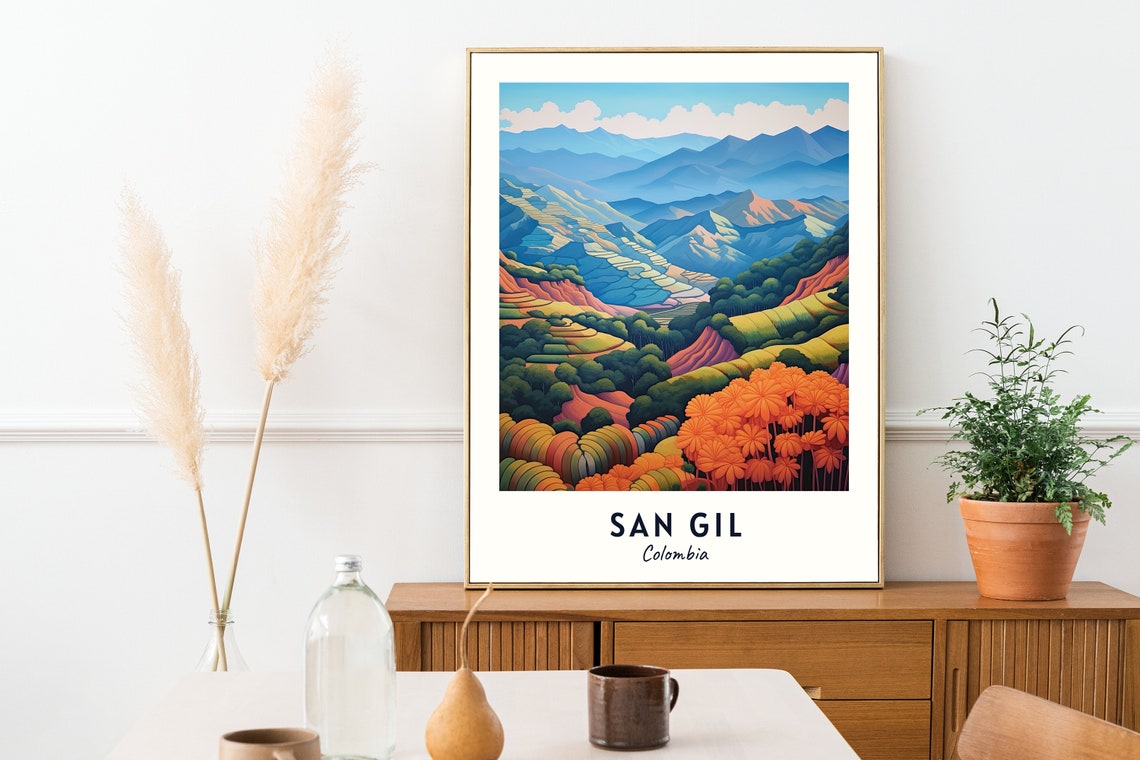 San Gil Colombia Terraced Mountain Valley Autumn Colors Travel Poster - Image 2