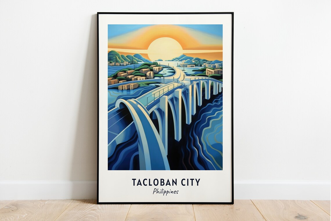 San Juanico Bridge Travel Poster, Tacloban City Philippines