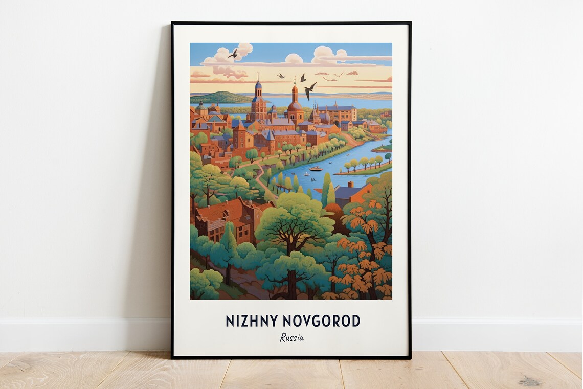 Nizhny Novgorod Kremlin Travel Print Wall Art Nizhny Novgorod Russia City Print Nizhny Novgorod Kremlin Travel Gift