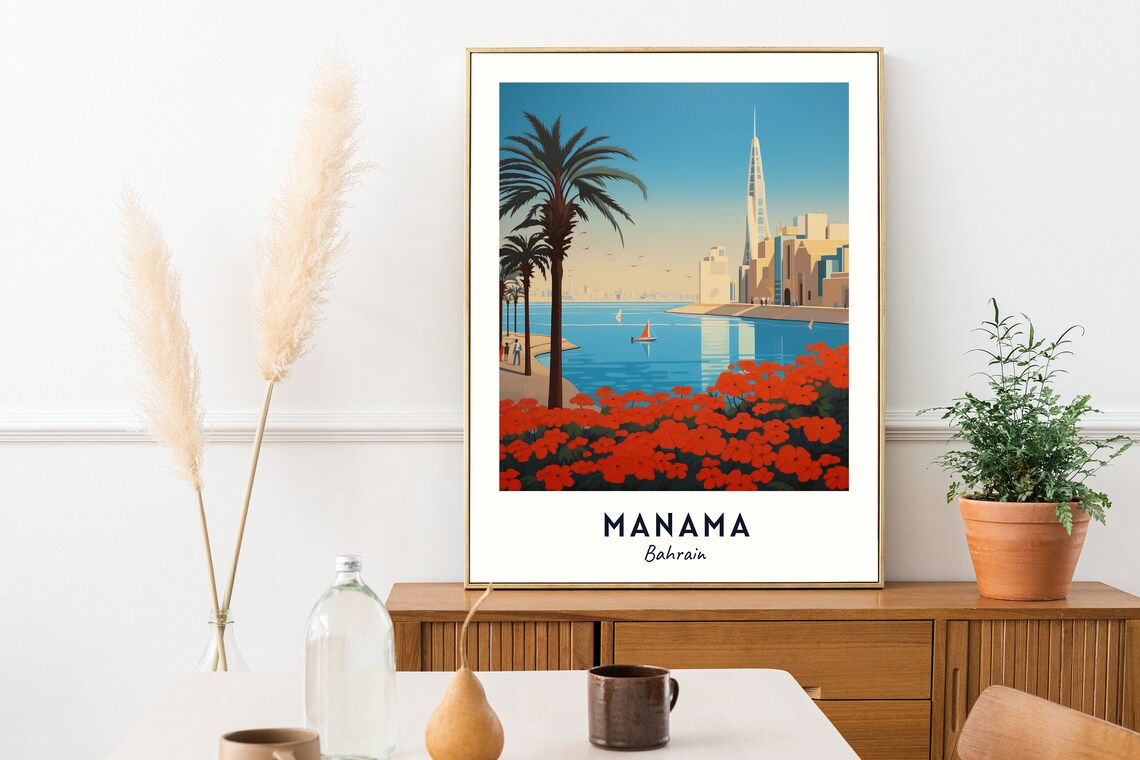 Manama Bahrain Travel Poster, City Wall Art Print - Image 2