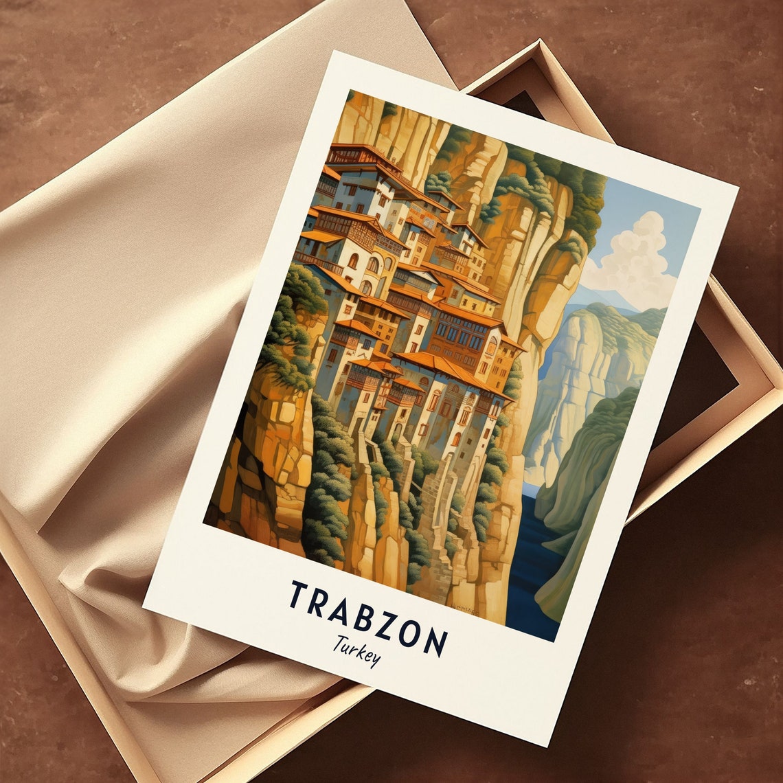 Trabzon Turkey Cliffside Monastery Valley Travel Poster Artwork - Image 3