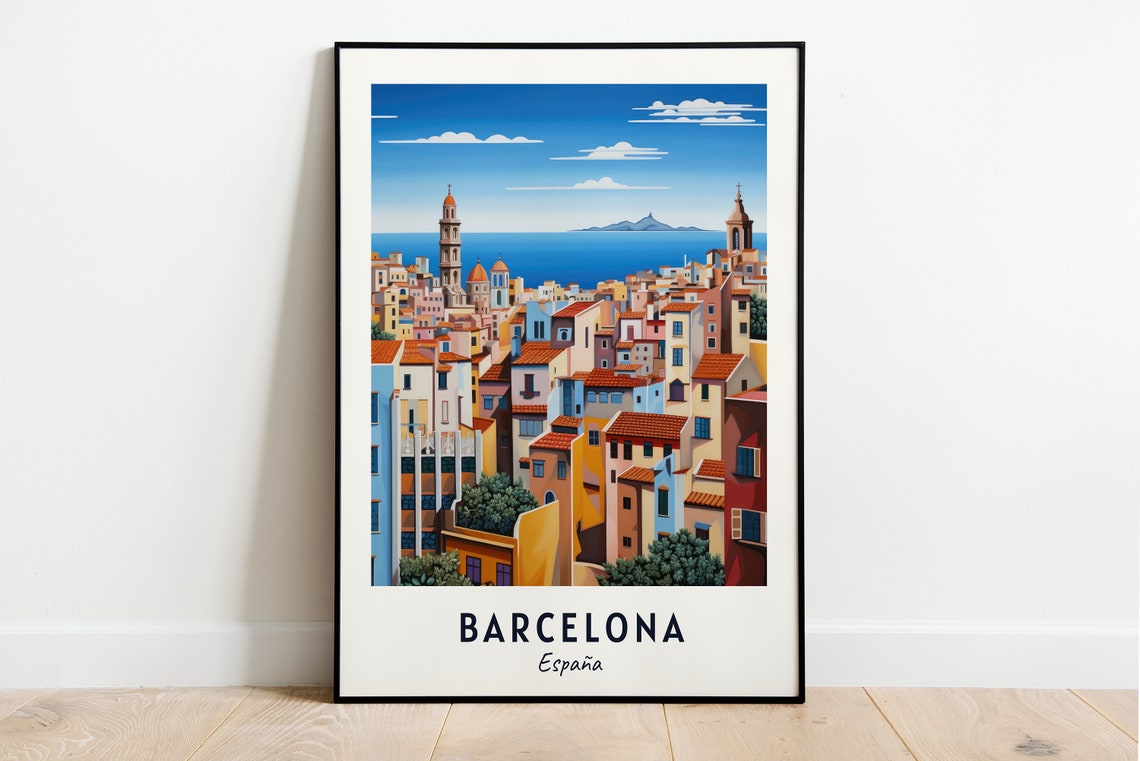 Barcelona Travel Print Wall Art Barcelona Espaa City Print Barcelona Travel Gift Barcelona City Poster Travel Gift