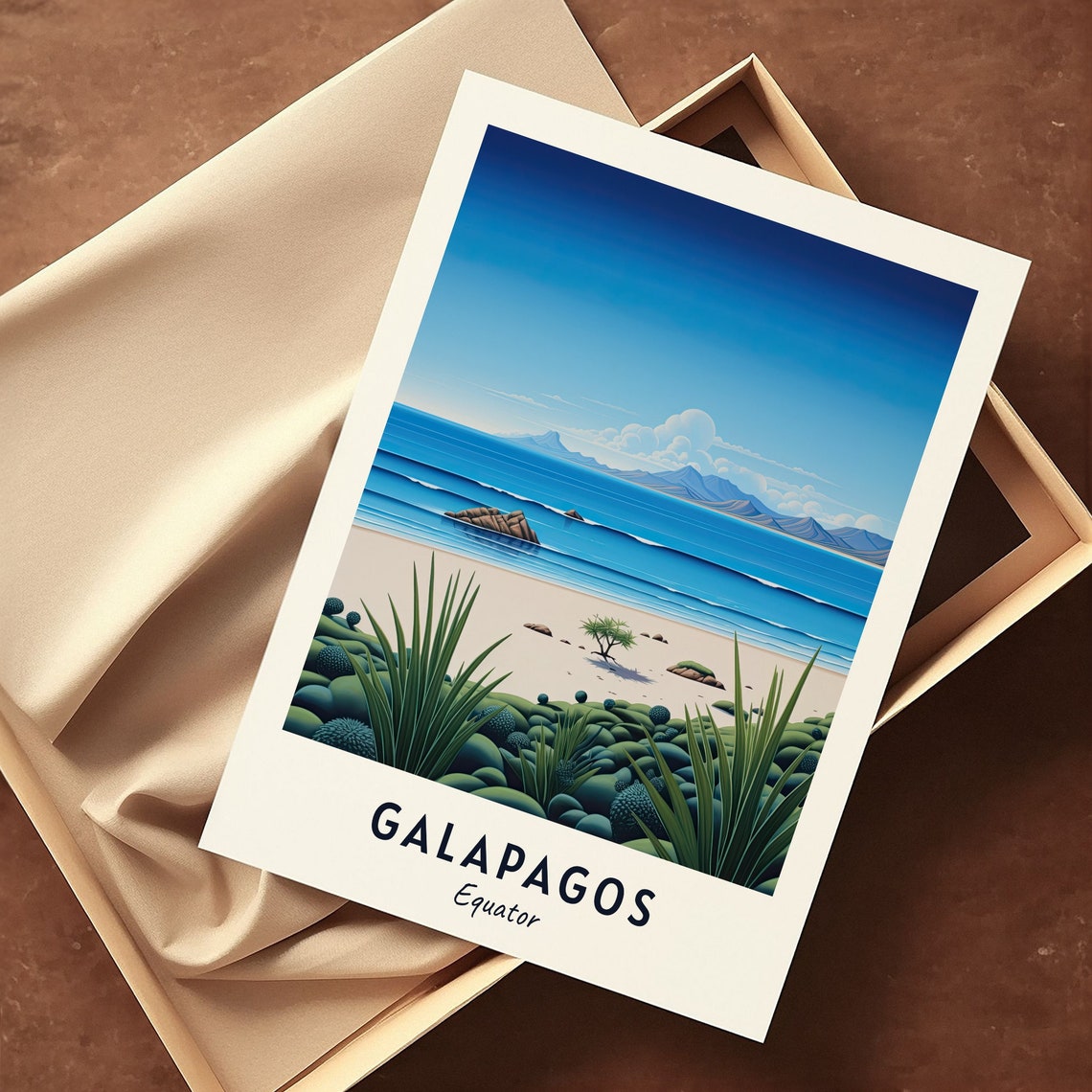 Galapagos Sandy Beach Volcanic Island Pacific Ecuador Travel Poster - Image 3