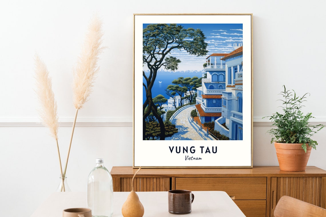 Vung Tau Vietnam Coastal Hillside Villas Sea View Travel Poster - Image 2