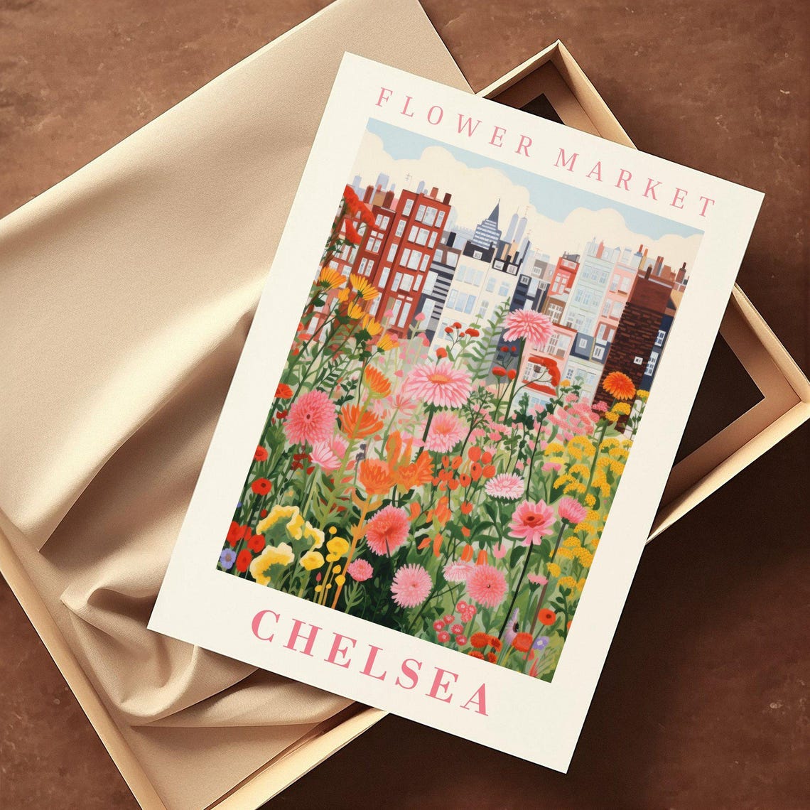 Chelsea Flower Market Poster Wall Decor United Kingdom Floral Illustration Botanical Gallery Wall Art Gift For Friend Travel Poster - Image 2