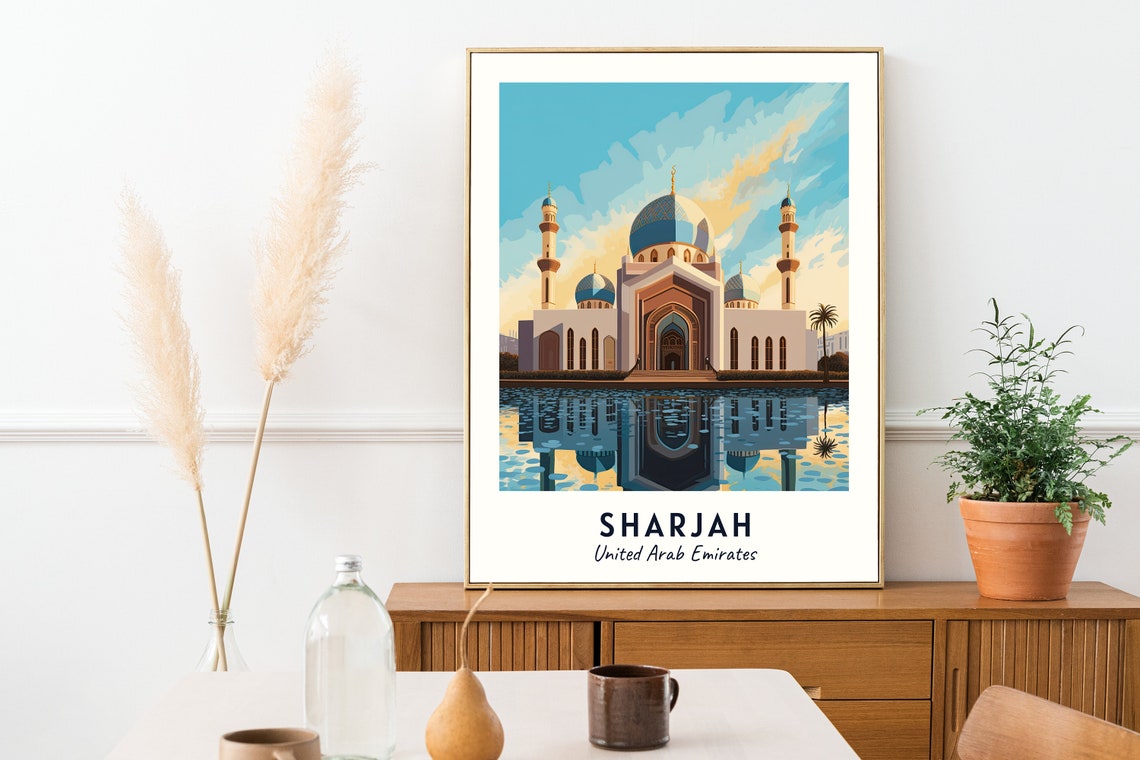 Al Noor Mosque Travel Print Wall Art Sharjah United Arab Emirates City Print Al Noor Mosque Travel Gift Al Noor Mosque Poster Wall Art - Image 2
