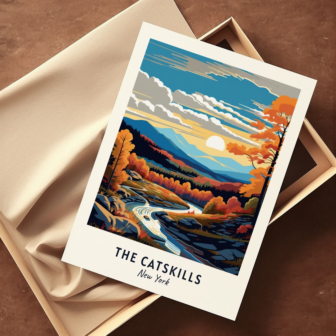 The Catskills New York River Valley Autumn Sunset Hills Art Poster - Image 3
