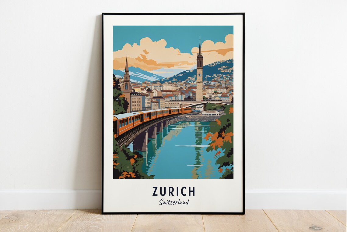 Zurich Switzerland Travel Poster, City Gift