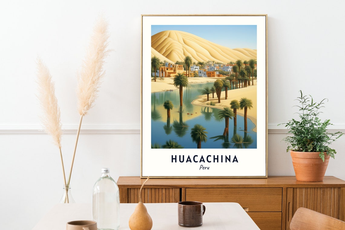 Huacachina Oasis Travel Print Wall Art Huacachina Peru City Print Huacachina Oasis Travel Gift Huacachina Oasis Poster Travel Gift - Image 2