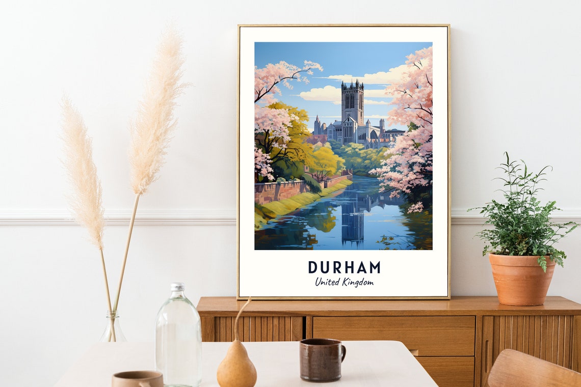 Durham England Cathedral River Blossom Spring Heritage Travel Poster - Image 2