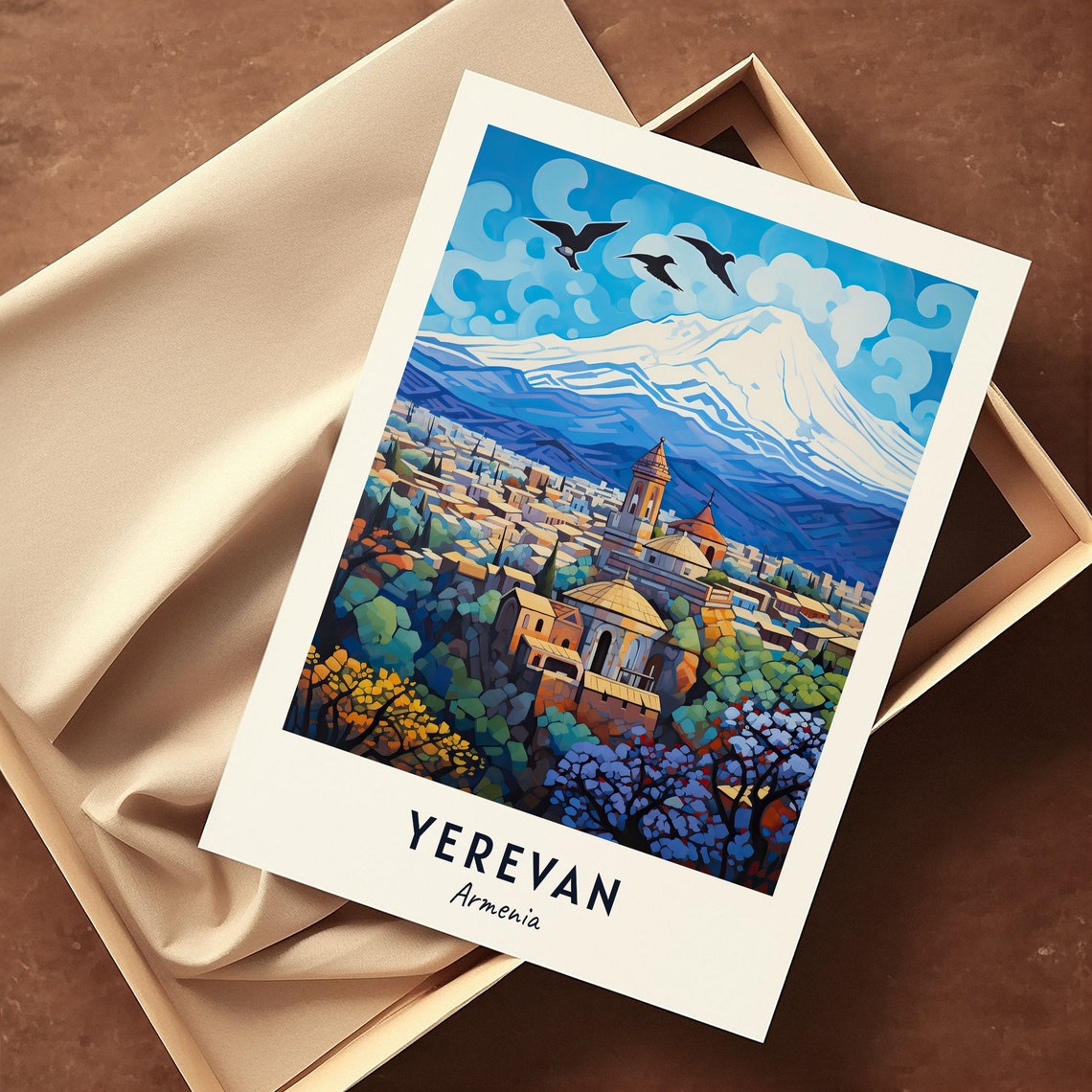 Yerevan Armenia Mount Ararat View Historic Churches City Poster - Image 3