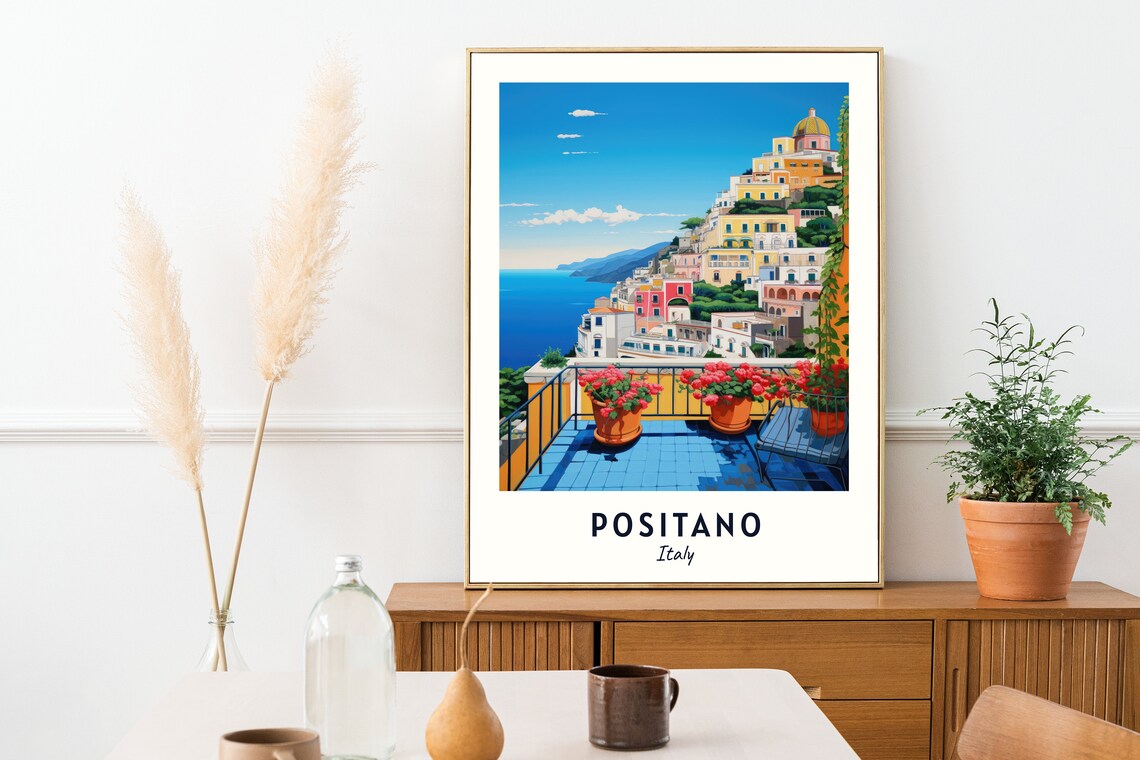 Positano Italy Travel Poster, City Wall Art - Image 2