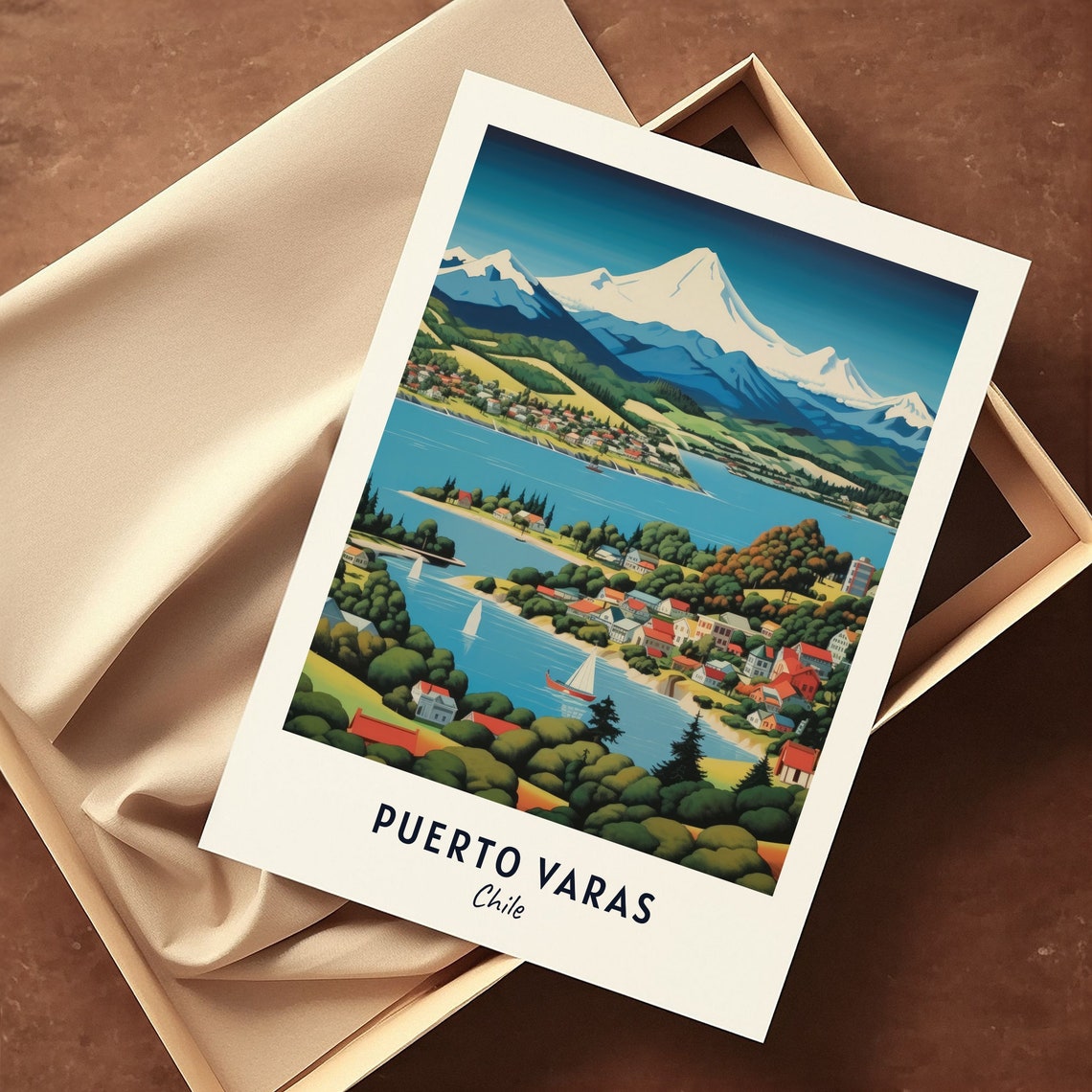 Puerto Varas Lakeside with Osorno Volcano Rising in Chile Poster - Image 3