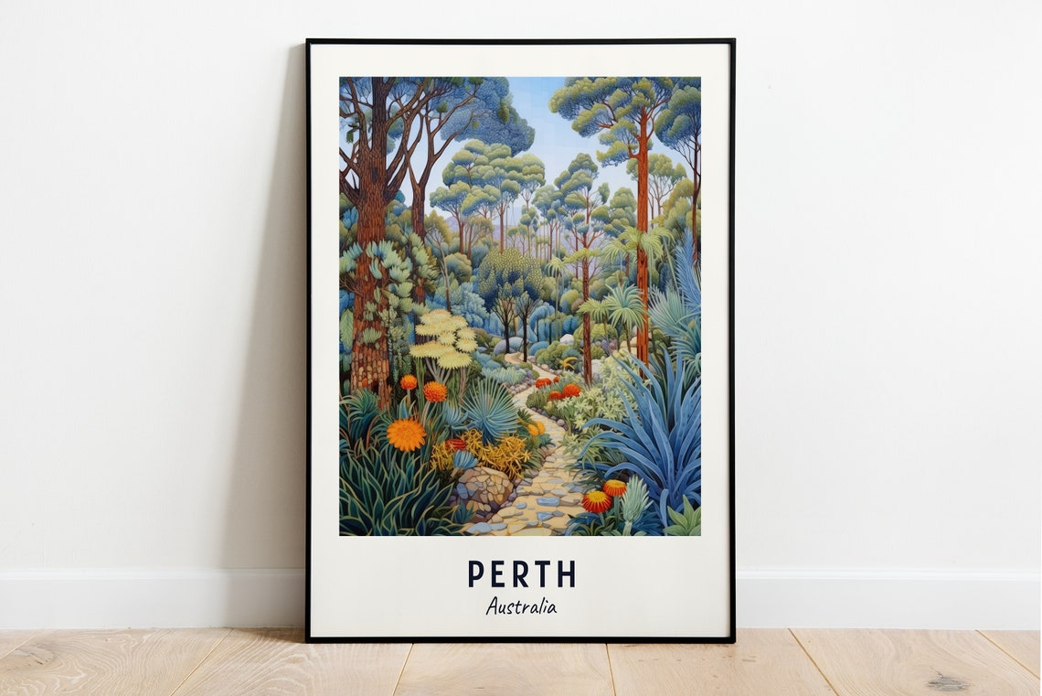 Perth Australia Botanic Garden Trail Travel Poster Keepsake Art