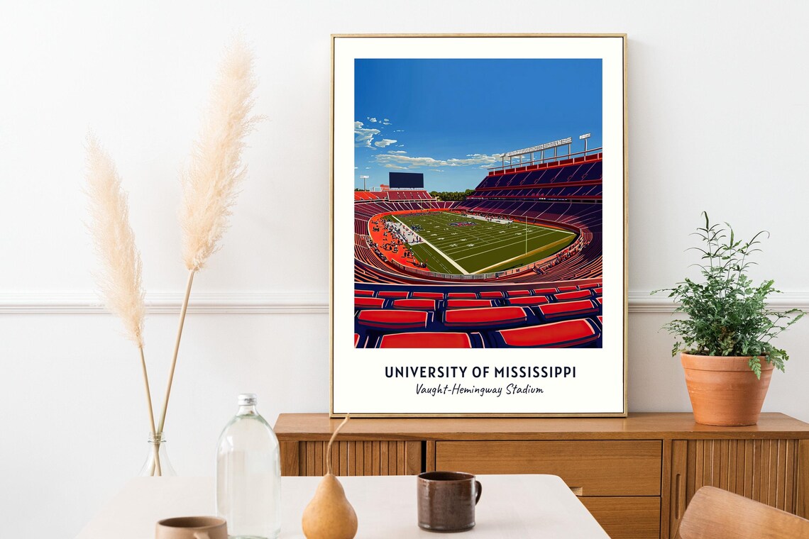 University of Mississippi Vaught Hemingway Stadium Ole Miss Poster - Image 2