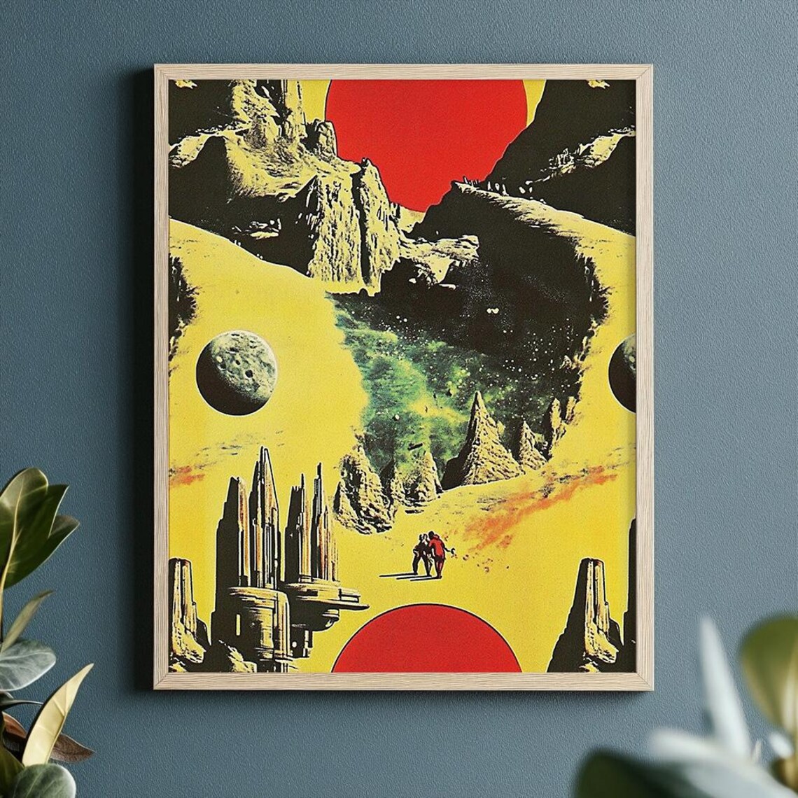 Retro Sci Fi Planet Astronaut Vintage Space Poster for Boys Room Decor - Image 2