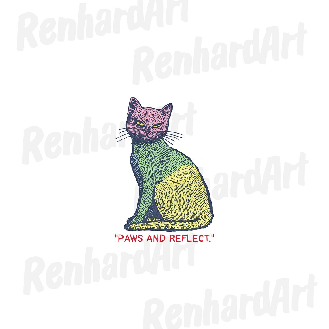 Paws And Reflect Multicolor Witty Cat Quote Poster for Home Office Decor - Image 5