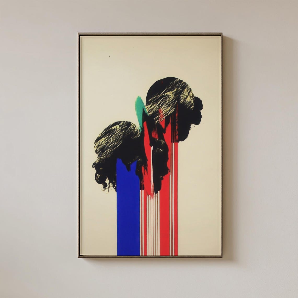Abstract Surrealism Art Print Dripping Portrait Art Bold Red Blue Modern Wall Art Instant - Image 3
