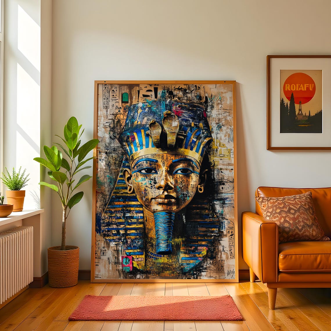 Tutankhamun Graffiti Style Pharaoh Egyptian Colorful Art Poster - Image 2