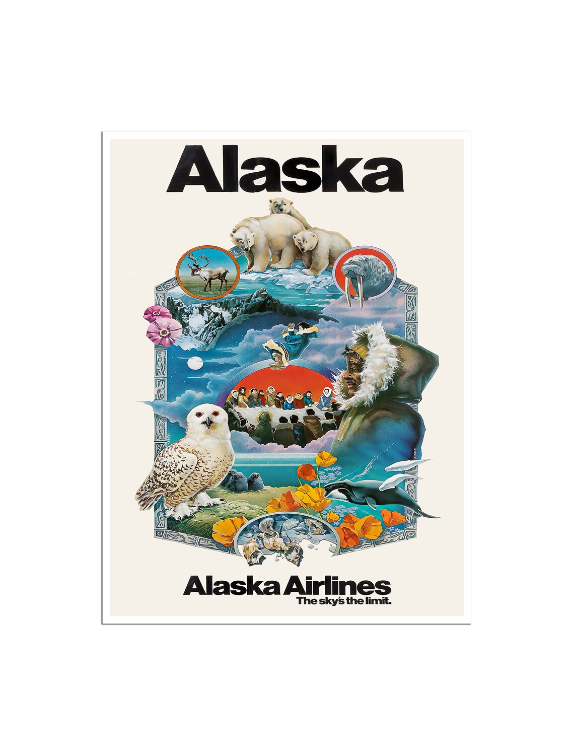 Alaska Travel Poster, Alaskan Airlines Art Print