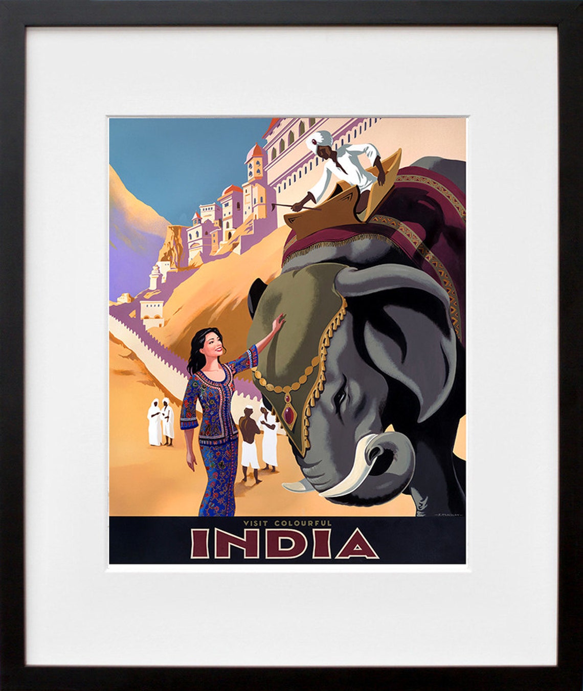 Visit Colourful India Elephant and Palace Vintage Travel Poster - Image 2