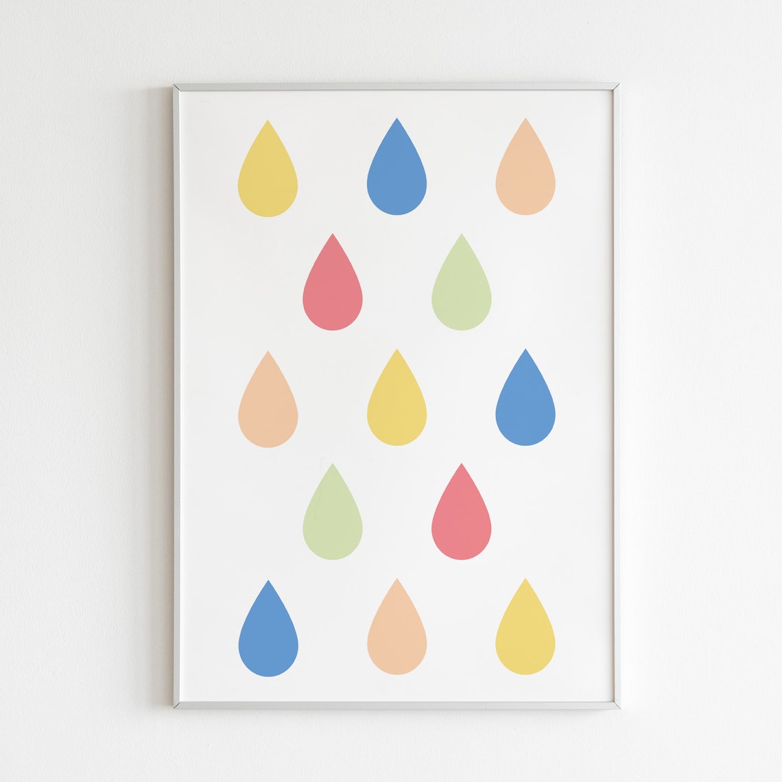 Pastel Rainbow Raindrops, Nursery Decor Art Print