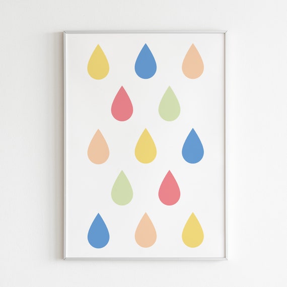 Pastel Rainbow Raindrops, Nursery Decor Art Print