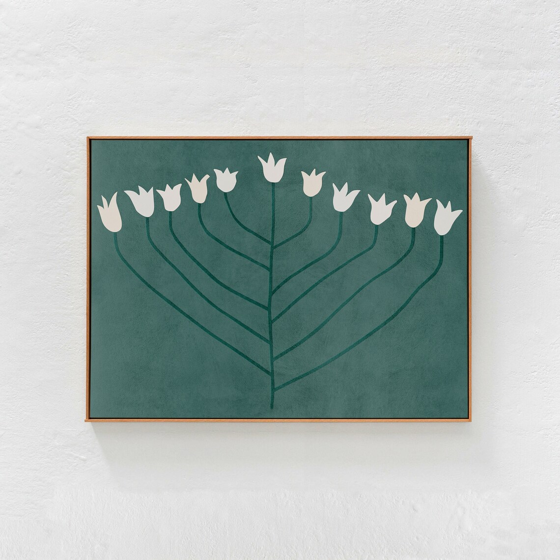Spring Flower Scandi Modern Art Print, Green Floral