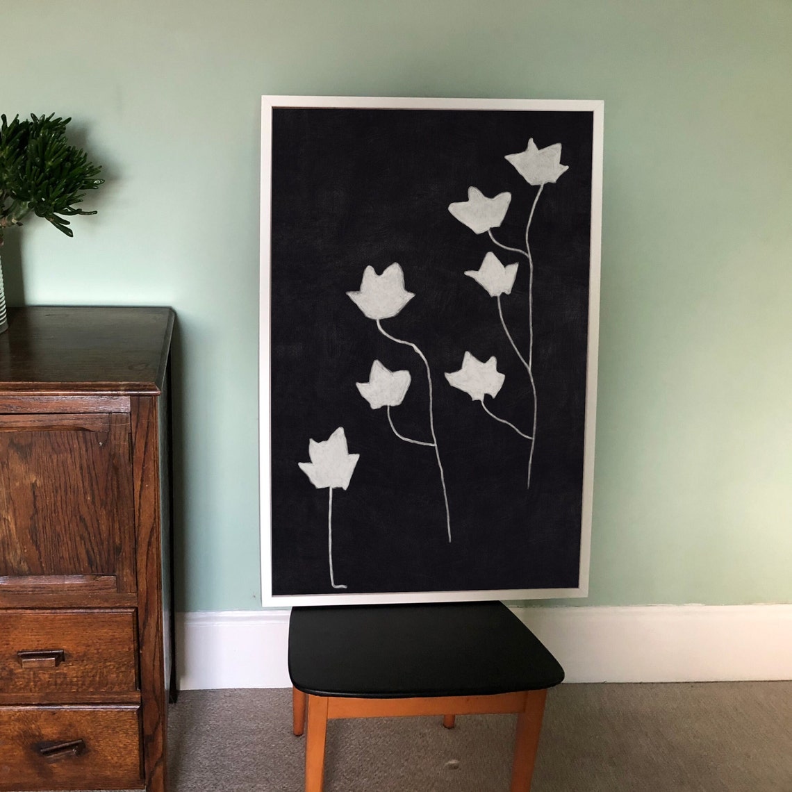 Black Botanical Scandinavian Minimalist Art Print - Image 2