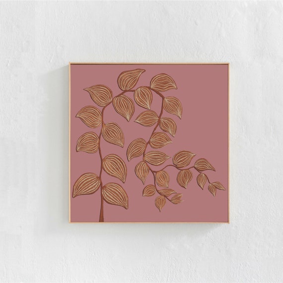 Botanical Wall Print, Pink and Orange Eclectic Art
