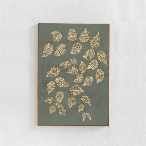 Sage Green Botanical Art Print, Contemporary Eclectic