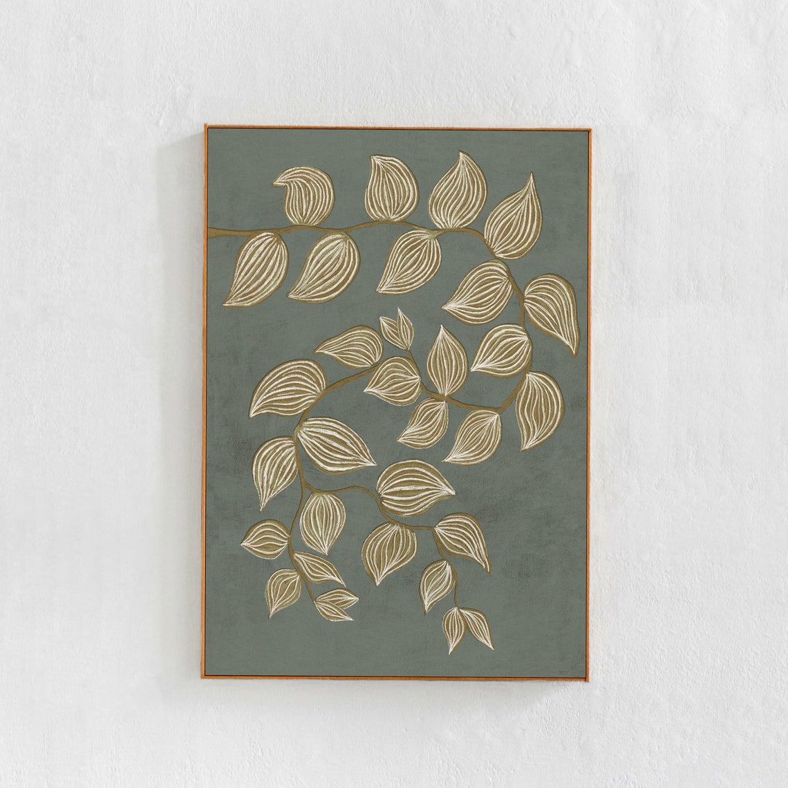 Sage Green Botanical Art Print, Contemporary Eclectic