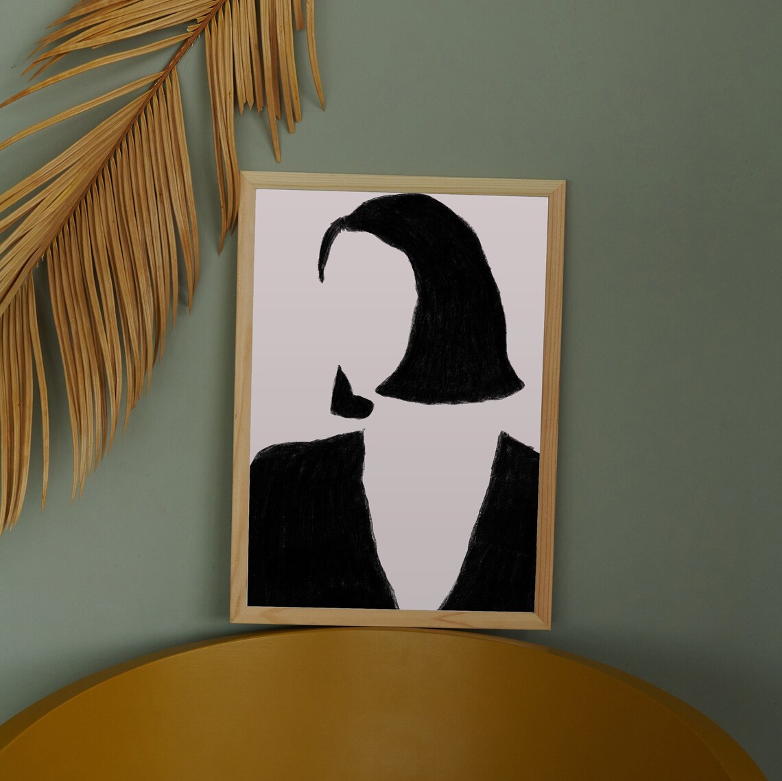 Faceless Woman Bob Haircut Abstract Silhouette Portrait Art Print - Image 2