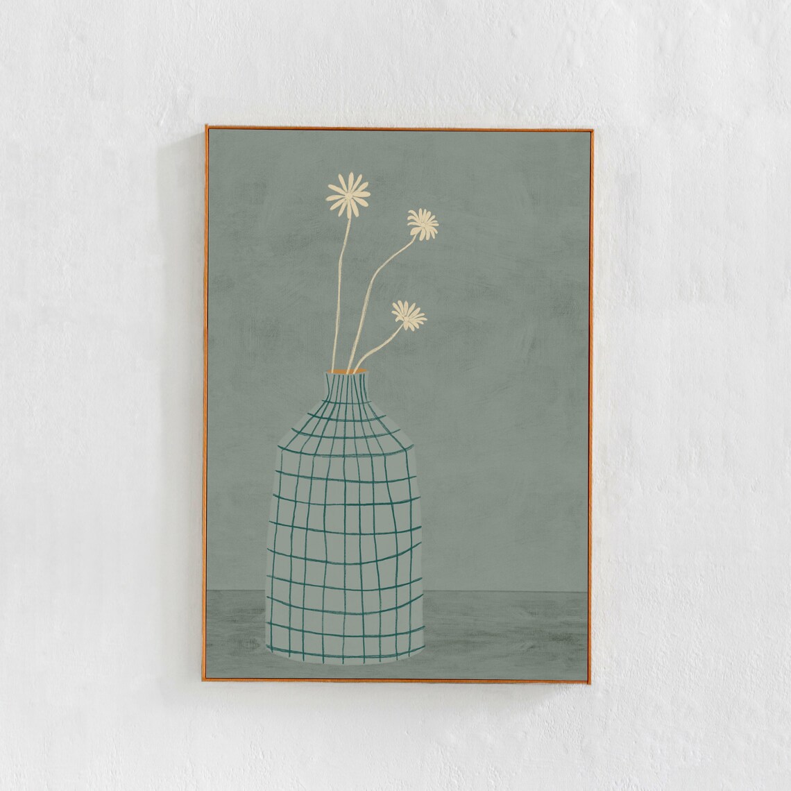 Sage Green Flower Illustration, Kitchen Art Print