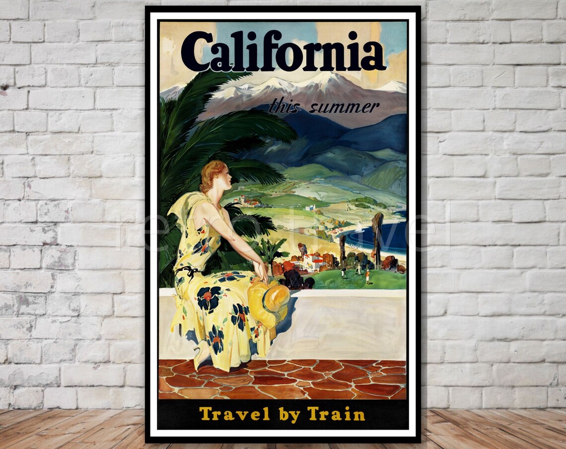 California Travel Poster, Train Travel Print
