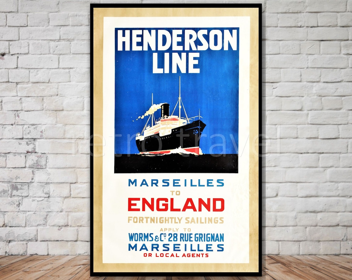 Henderson Line Marseilles To England Travel Poster